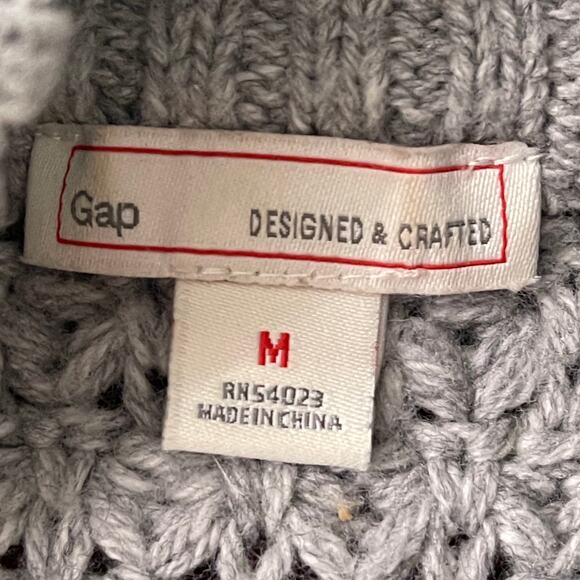 GAP Long Sweater Gray Hi-Low Hem Mock Neck Medium - Picture 8 of 8